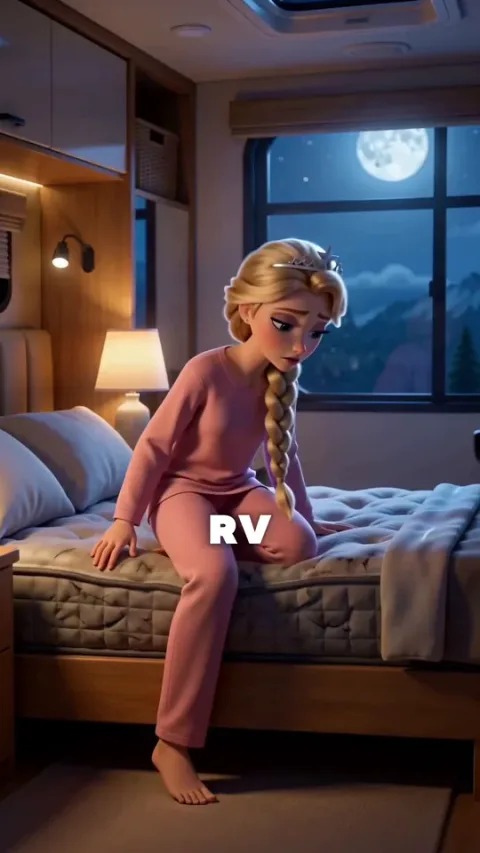The finished ad at the line She climbed into the RV bed