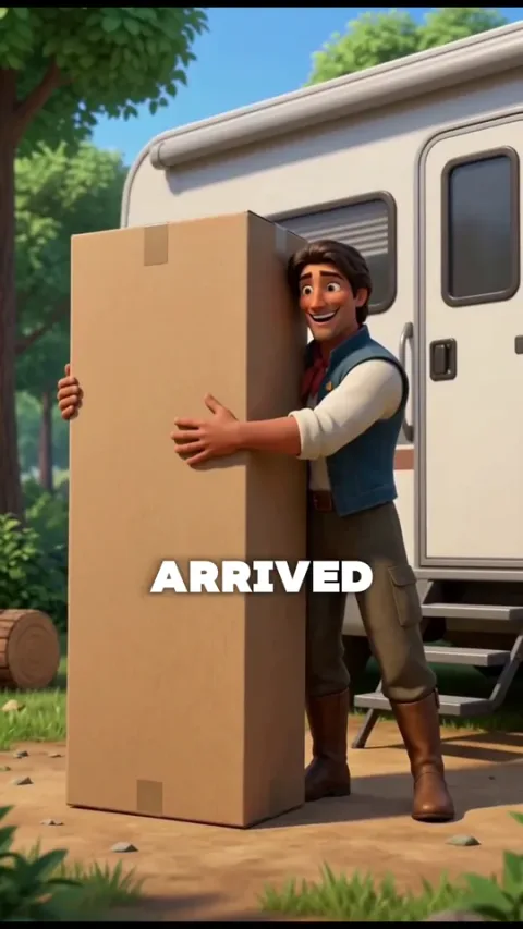 The finished ad at row 15: the box arrives outside the RV